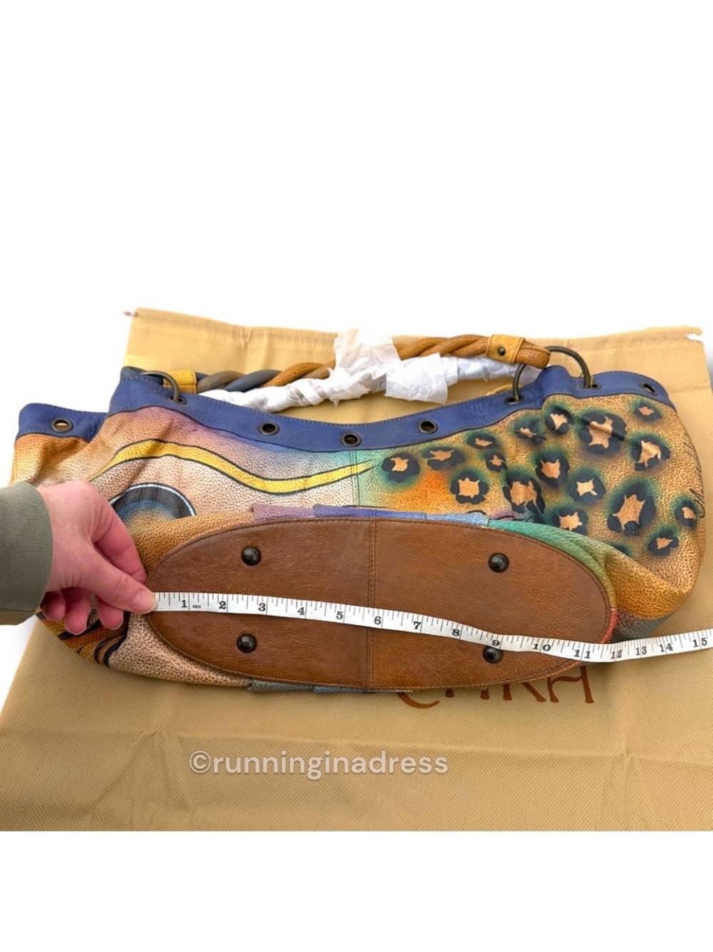 NWT Premium Anuschka Hand Painted Leather Collage S.M.D.C Hobo Peacock Butterfly - Picture 14 of 16